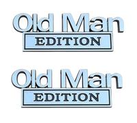 Old Man Edition Car Badge, 3D Zinc Alloy Emblem for Cars and Trucks, Humorous Vehicle Decoration for Father's Day or Retirement Gifts, Set of 2 Silver-Black Badges