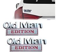 Old Man Edition Car Badge, Old Man Edition 3D Emblem, Funny Car Sticker, Waterproof Mud Wing Cars Emblem, For Cars, Trucks, Motorcycles, Trucks (Silver Red-2PCS)