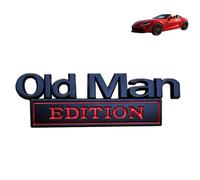 Old Man Edition Car Badge,Old Man Edition 3D Emblem,Premium Rust Proof Alloy,Easy Peel & Stick Installation,Metal Sticker Badge,Bumper Decals for Car,Truck,SUV,Waterproof Adhesive (Black and Red)