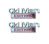 Old Man Edition Car Emblem, 2 Pack 3d Old Man Edition Car Sticker Metal Logo Emblem Sticker, Cars Metal Logo with Waterproof Rustproof, Modified Body Badge Sign for Cars Trucks Suvs Door Styling