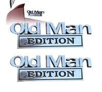 Old Man Edition Car Emblem, 2025 New Car Decals for Men, 3D Metal Sticker Badge, Funny Edition Bumper Decals for Cars Truck Suv Side or Rear Tailgate, Nameplate Decal(Silver-black,2pcs)