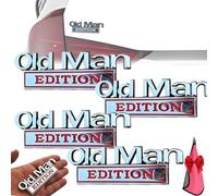 Old Man Edition Car Emblem, 3D Metal Badge Sticker, Metal Nameplate Funny Decals, Waterproof Rustproof Adhesive for Tailgate, Bumper, Hood, Side (4PCS-B)