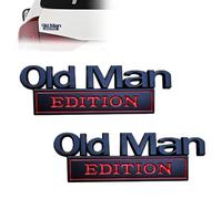 Old Man Edition Car Emblem 3D Metal Sticker Badge - Funny Edition Nameplate Decal for Side Rear Tailgate Bumper - Waterproof Rustproof Adhesive for Car Truck SUV Motorcycle(Black red,2pcs)