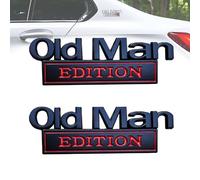 Old Man Edition Car Emblem, 3D Metal Sticker Badge - Funny Edition Nameplate Decal for Side Rear Tailgate Bumper, Waterproof Rustproof Adhesive for Car Truck SUV & Motorcycle (Black-Red)