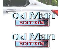 Old Man Edition Car Emblem, 3D Metal Sticker Badge - Funny Edition Nameplate Decal for Side Rear Tailgate Bumper, Waterproof Rustproof Adhesive for Car Truck SUV & Motorcycle (Silver-Red)