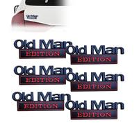 Old Man Edition Car Emblem 3D Metal Sticker Badge - Funny Edition Nameplate Decal for Side Rear Tailgate Bumper - Waterproof Rustproof Adhesive for Car Truck SUV Motorcycle(Black red,6pcs)