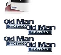 Old Man Edition Car Emblem 3D Metal Sticker Badge - Funny Edition Nameplate Decal for Side Rear Tailgate Bumper - Waterproof Rustproof Adhesive for Car Truck SUV Motorcycle(Black White,4pcs)