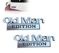 Old Man Edition Car Emblem 3D Metal Sticker Badge - Funny Edition Nameplate Decal for Side Rear Tailgate Bumper - Waterproof Rustproof Adhesive for Car Truck SUV Motorcycle(Silver Black,2pcs)
