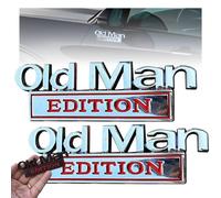 Old Man Edition Car Emblem,3D Metal Sticker Badge,Old Man Edition 3D Emblem Sticker Badge,Funny Edition Nameplate Decal for Side Rear Tailgate Bumper,Waterproof Sticker Badge forCar (Silveryred 2pc)