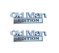 Old Man Edition Car Emblem, 3D Sticker Badge, Metal Sticker Badge, Bumper Decals for Car, Truck, SUV, Motorcycle, Badges for Tailgate, Bumper, Hood, Side, Waterproof Adhesive (2pc Silver-black)