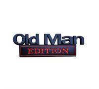 Old Man Edition Car Emblem Badge - 3D Metal Sticker for Bumper, Door, or Trunk, Retro Style Car Badge for Classic Cars & Mod Enthusiasts (Black red)