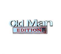Old Man Edition Car Emblem Badge - 3D Metal Sticker for Bumper, Door, or Trunk, Retro Style Car Badge for Classic Cars & Mod Enthusiasts (Silvery red)
