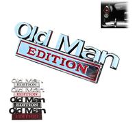 Old Man Edition Car Emblem, Car Badges Emblems, 3D Metal Emblem Decal Cars Nameplate Sticker for Old Man, Cars Accessories for Men (Silver＆Red)