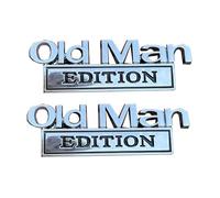 Old Man Edition Car Emblem, Metal Nameplate Funny Decals, 3D Metal Badge Car Stickers Decals for Side Rear Front Hood Trunk Door Decal Sticker Fit for Universal Cars Truck SUV (Silver Black-2pc)