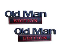 Old Man Edition Car Emblem, Metal Nameplate Funny Decals, 3D Metal Badge Car Stickers Decals for Side Rear Front Hood Trunk Door Decal Sticker Fit for Universal Cars Truck SUV (Black Red-2pc)