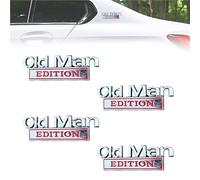 Old Man Edition Car Emblem Old Man Edition Car Emblem, 4Pcs Old Man Edition Emblem 3D Metal Sticker Badge, Weatherproof Metal Nameplate Funny Decals, For Side, Tailgate(4PC-B)