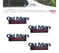 Old Man Edition Car Emblem Old Man Edition Car Emblem, 4Pcs Old Man Edition Emblem 3D Metal Sticker Badge, Weatherproof Metal Nameplate Funny Decals, For Side, Tailgate(4PC-D)