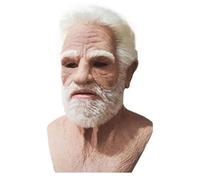 Old Man Face Cover, Realistic Latex for Adults, Adjustable Helmet Headgear Costume for Halloween, Carnival, Theater, Cosplay, Haunted House & Masquerade