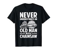 Old Man Grandpa Arborist Logger Woodworker Chainsaw Mens T-Shirt