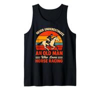 Old Man Horse Racing Enthusiast Retro Design Tank Top