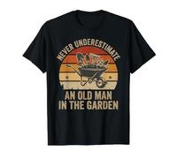 Old Man in the Garden Funny Throwback Sundown Gardener Humor Value Graphic T-Shirt, Men, Black, S
