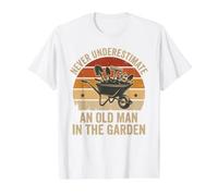 Old Man in the Garden Funny Throwback Sundown Gardener Humor Value Graphic T-Shirt, Men, White, L