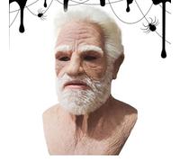 Old Man Mask Realistic Halloween Realistic Latex Mask for Adults Scary Adjustable Helmet Head for Party Christmas Ghost House