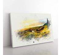 Old Man Of Storr In The Isle Of Skye In Abstract Modern Art Canvas Wall Art Print Ready to Hang, Framed Picture for Living Room Bedroom Home Office Décor, 76x50 cm (30x20 Inch)