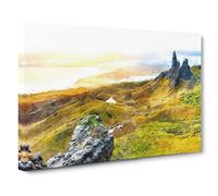 Old Man Of Storr In The Isle Of Skye Painting Modern Art Canvas Wall Art Print Ready to Hang, Framed Picture for Living Room Bedroom Home Office Décor, 24x16 Inch (60x40 cm)