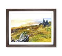 Old Man Of Storr In The Isle Of Skye Painting Modern Art Framed Print | A4 Walnut Framed Wall Art | Ready to Hang | Modern Historical Picture | Living Room Bedroom Lounge Office