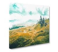 Old Man of Storr Isle of Skye in Abstract Modern Canvas Wall Art Print Ready to Hang, Framed Picture for Living Room Bedroom Home Office Décor, 14x14 Inch (35x35 cm)