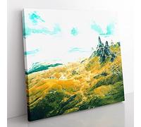 Old Man of Storr Isle of Skye in Abstract Modern Canvas Wall Art Print Ready to Hang, Framed Picture for Living Room Bedroom Home Office Décor, 50x50 cm (20x20 Inch)