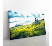 Old Man Of Storr Isle Of Skye Painting Modern Art Canvas Wall Art Print Ready to Hang, Framed Picture for Living Room Bedroom Home Office Décor, 76x50 cm (30x20 Inch)