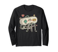 Old man Playing his Favorite Classic Retro Arcade Console Long Sleeve T-Shirt