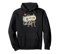 Old man playing his favorite classic retro arcade console Pullover Hoodie
