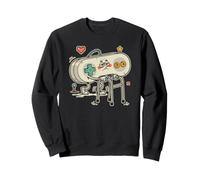 Old man playing his favorite classic retro arcade console Sweatshirt
