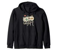 Old man playing his favorite classic retro arcade console Zip Hoodie