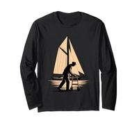 Old Man Silhouette Sailing Helmsman Boating Captain Sailor Long Sleeve T-Shirt