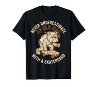 Old Man Skateboard Funny Bulldog Retro Skater Dad T-Shirt