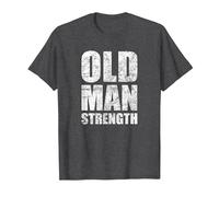 Old Man Strength Gym Quote T-Shirt, Men, Dark Heather Grey, Large