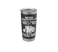 Old Man Tractor Never Underestimate Farmer Saying Stainless Steel Insulated Tumbler
