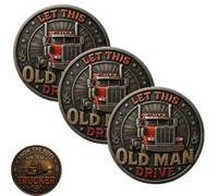 Old Man Trucker Commemorative Coin - The Legend of The Open Road, Retro Old Man Trucker Challenge Coin, Double Side Collectible Coins, Unique Gag Gift for Truck Drivers (3pcs)