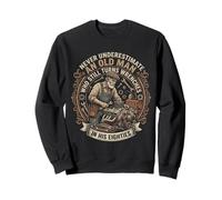 Old Man Turns Wrenches In His Eighties Vintage Mechanic Sweatshirt