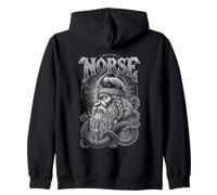 Old Man Viking Warrior Raven Runes Norse Mythology Zip Hoodie