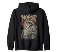 Old Man Viking Warrior Raven Runes Norse Mythology Zip Hoodie