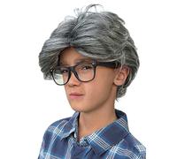 Old Man Wig Child Size Grey Silver Color for Grandpa Grandpa Dad Politician Comic Hair Accessory for Kids Age 5+