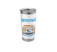 Old Man with 3D Print Machine Filament Funny 3D Printing Stainless Steel Insulated Tumbler