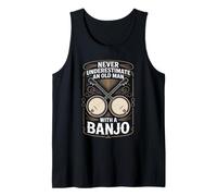 Old Man with A Banjo Bluegrass Musician Country Music Banjo Tank Top