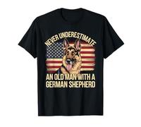Old Man with a German Shepherd Patriotic Design T-Shirt