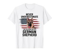 Old Man with a German Shepherd Patriotic Design T-Shirt
